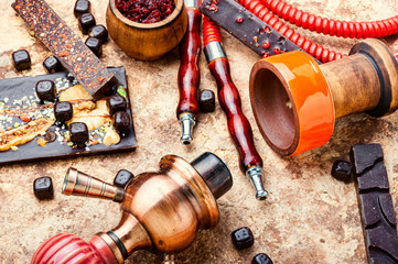 Modern hookah with chocolate