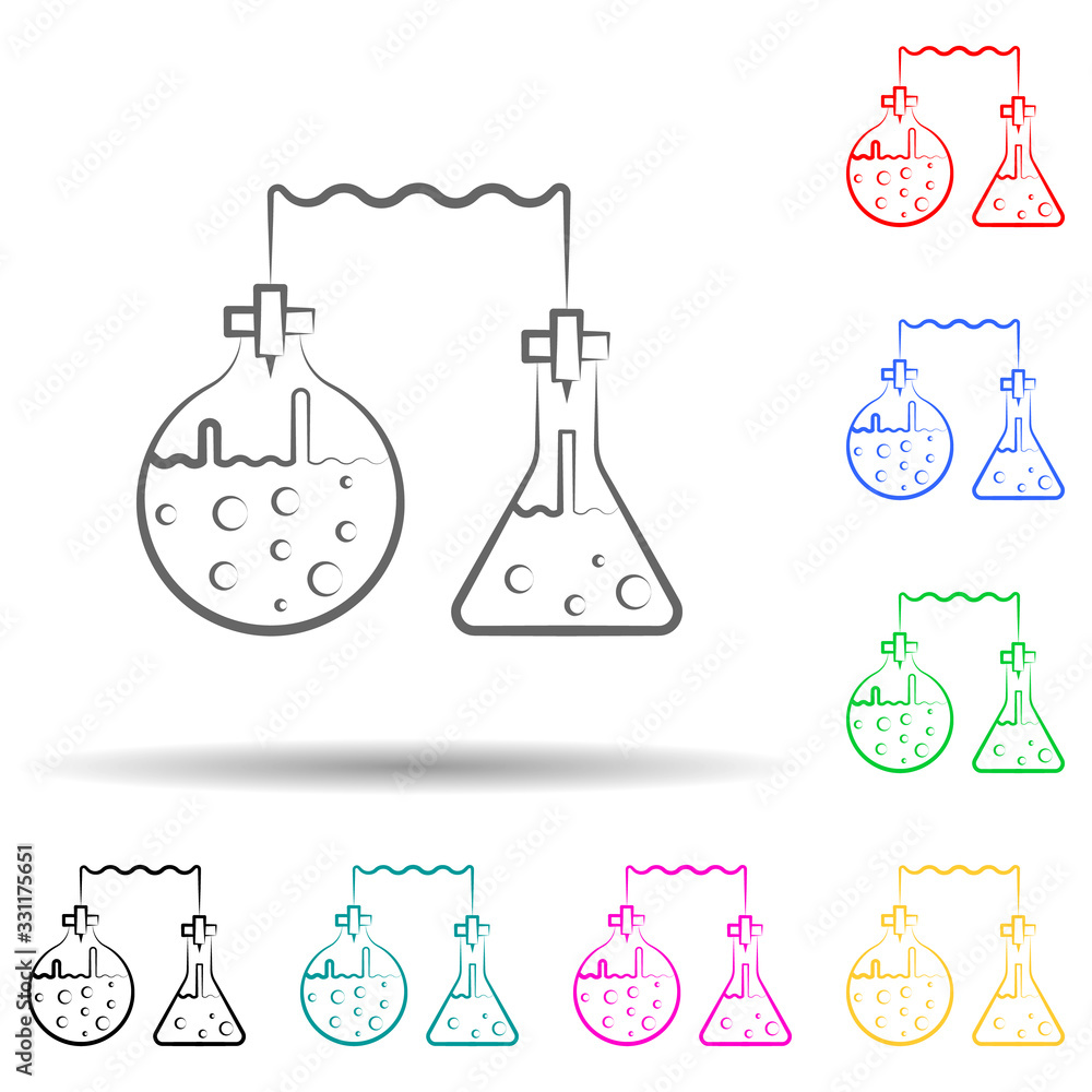 Poster research multi color set icon. simple thin line, outline vector of education icons for ui and ux, we