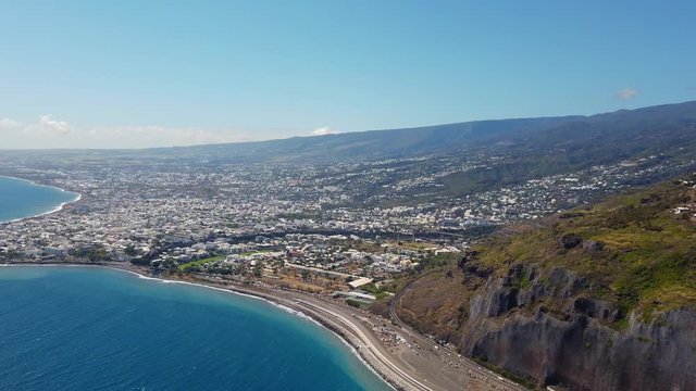 Beautiful aerial view of Saint Denis Reunion island
