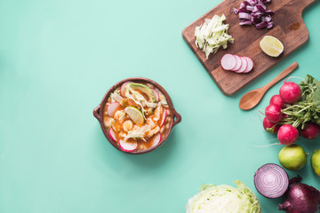 Pozole red typical mexican food