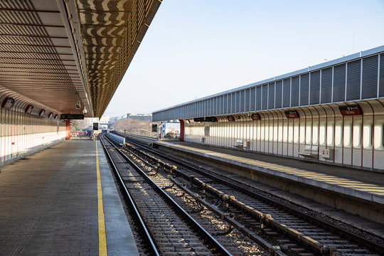 Subway Metro Station Empty Public Place Without People In Quarantine Time European Union Territory Landmark Transportation Object Urban Environment