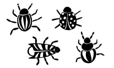 Insect simple icons set - vector collection of bugs symbols in thin line style