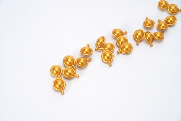 Top macro view of fragrance beads, translucent rose gold fragrance beads and freshener fragrance beads