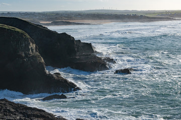 Seascape on a windy day in Cornwall