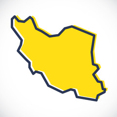 Stylized simple yellow outline map of Iran