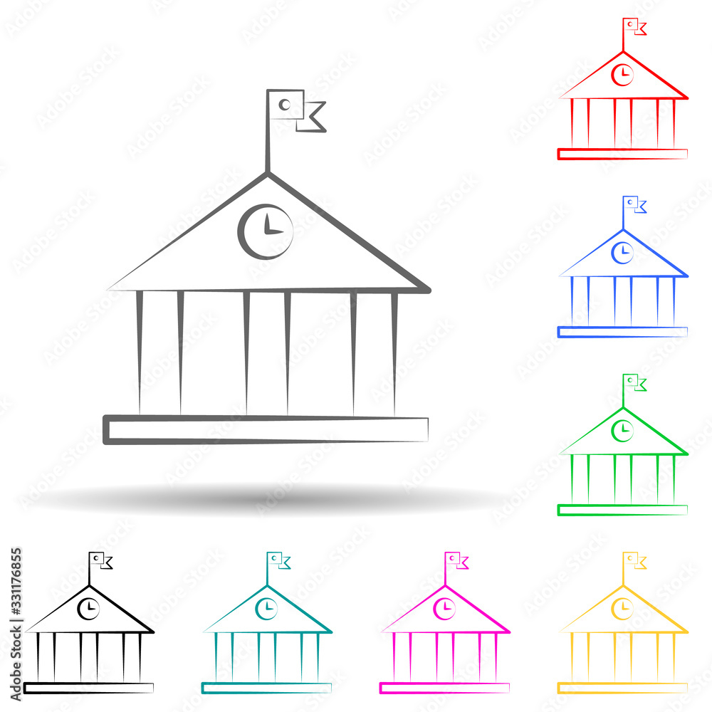 Poster university multi color set icon. simple thin line, outline vector of education icons for ui and ux, 