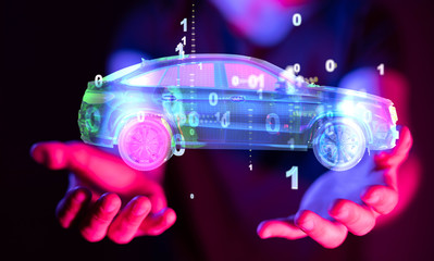 digital car technology smart in virtuel room