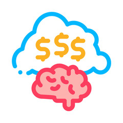 Thoughts on Making Money Icon Vector. Outline Thoughts on Making Money Sign. Isolated Contour Symbol Illustration