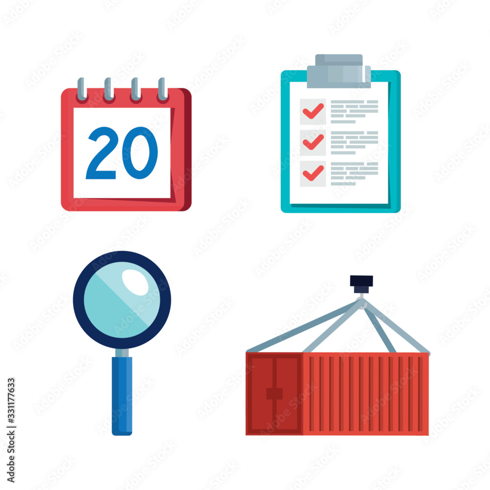 Poster logistic service with set icons design