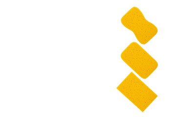 Yellow sponge isolated on white background. for cleaning and washing car 