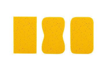 Yellow sponge isolated on white background. for cleaning and washing car 
