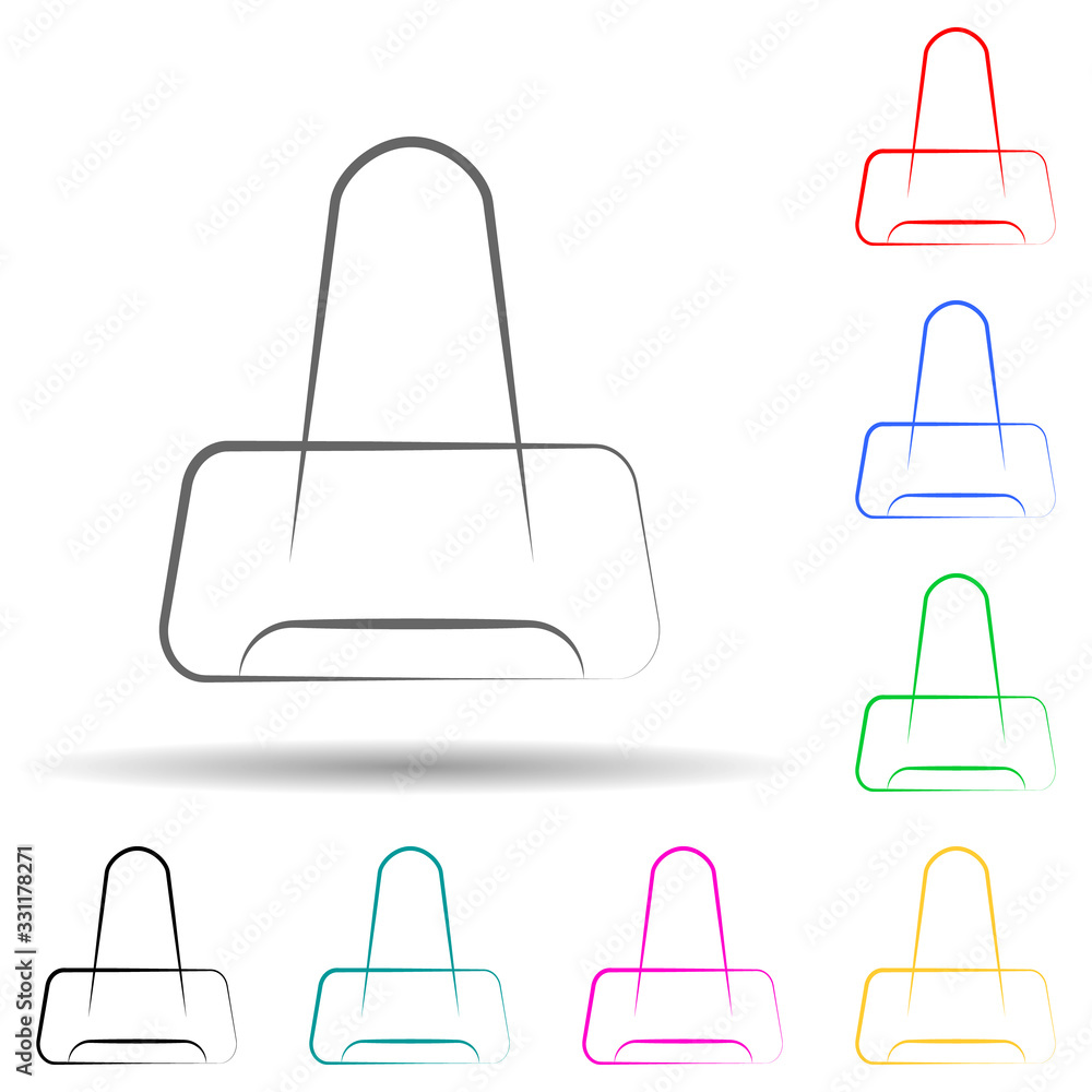 Poster training bag multi color set icon. simple thin line, outline vector of fitness icons for ui and ux, 