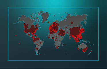 world coronavirus spread map COVID-19 title Global epidemic pandemic info vector