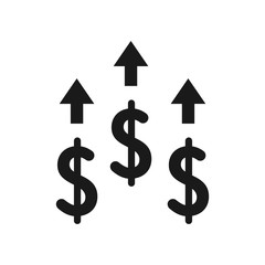 Dollar increase icon. vector illustration money growth on white background.