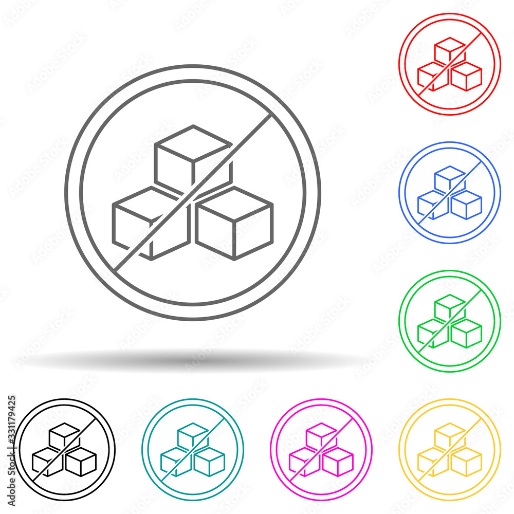 Poster sugar free multi color set icon. simple thin line, outline vector of gmo icons for ui and ux, websit
