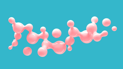 Abstract three-dimensional background of many flying droplets of viscous liquid. 3D illustration, 3D render. Stock illustration