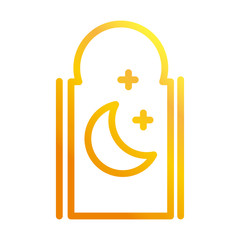 moon and star temple ramadan arabic islamic celebration gradient line icon