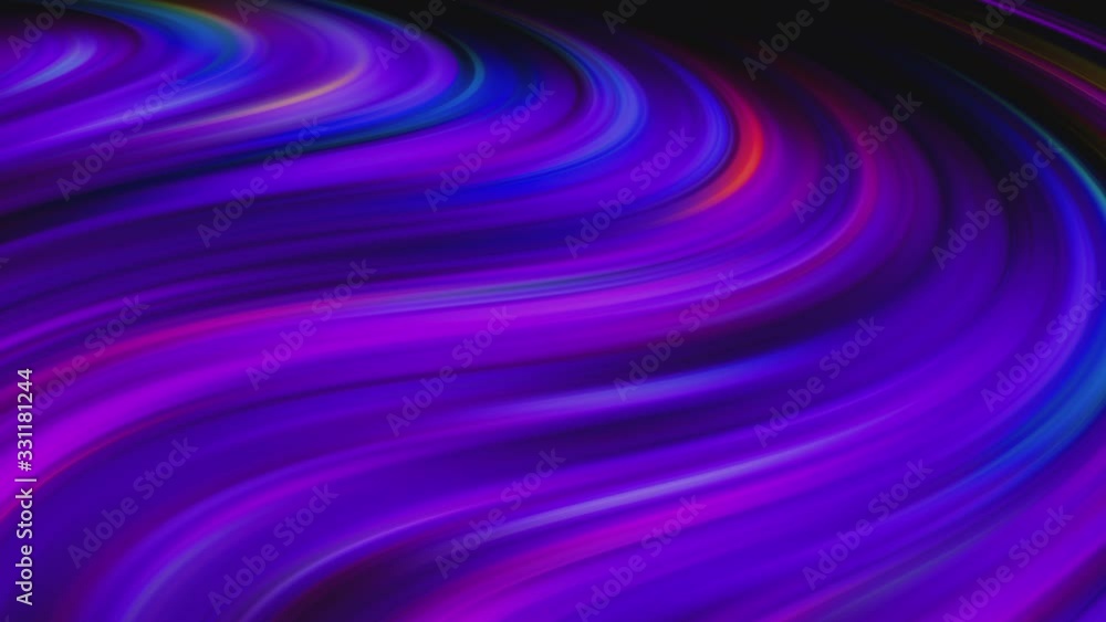 Poster wavy neon lines in purple. movement along waves of neon rays. smooth movement. abstract wavy neon st