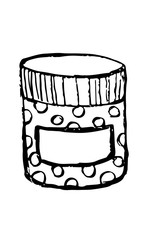 Skin care cosmetic hand drawn vector illustration. Cream, parfume, Serum drop and Face gel or lotion icons. 24 hour face care cream protection. Medical skin cosmetic.