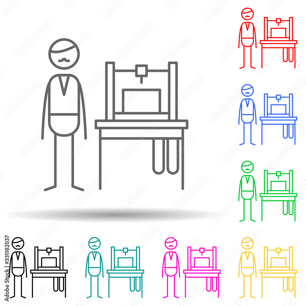 Poster a carpenter multi color set icon. simple thin line, outline vector of hobbie icons for ui and ux, we