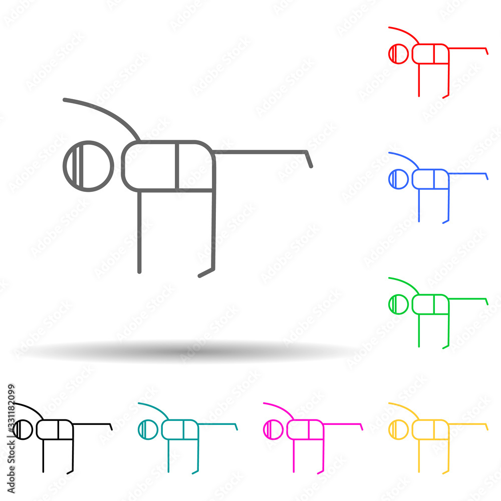 Poster yoga multi color set icon. simple thin line, outline vector of hobbie icons for ui and ux, website o