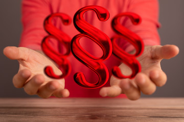 paragraph law sign digital in hand 3d