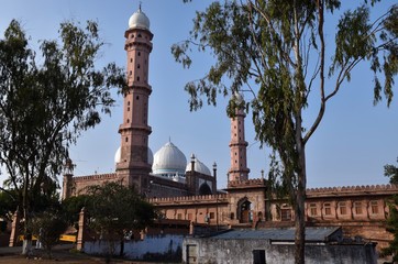 Fototapeta na wymiar Bhopal, Madhya Pradesh/India - January 17, 2020 : Jama Masjid or Taj Ul Masjid or Mosque