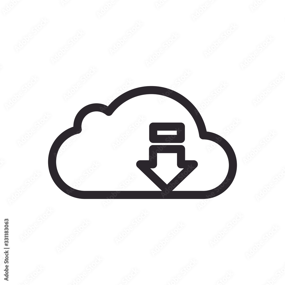 Poster cloud computing with arrow download line style icon