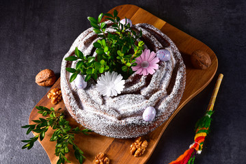 Polish Easter cake with nuts and chocolate