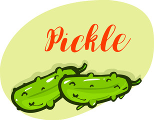 Pickle icon vector isolated on green background, Pickle sign.