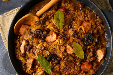 A real Polish 'Bigos,'after an old recipe with dried plums and wine.