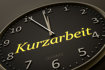 clock with text short-time work in german language