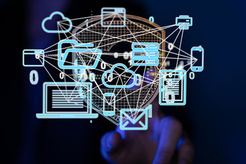 Photo of Out of Focus IT Technician Turning on Data Server..