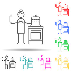 Confectioner multi color set icon. Simple thin line, outline vector of hobbie icons for ui and ux, website or mobile application