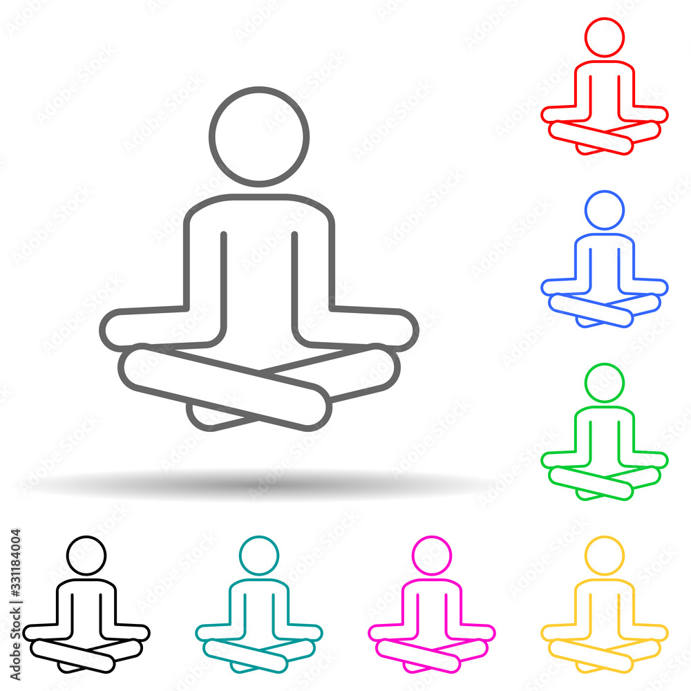 Poster meditation multi color set icon. simple thin line, outline vector of human rights icons for ui and u