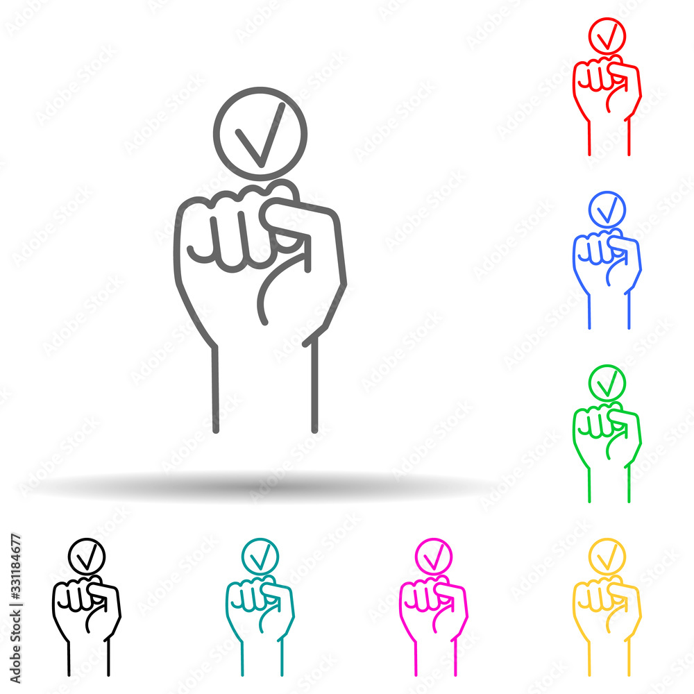 Poster fight for the rights multi color set icon. simple thin line, outline vector of human rights icons fo