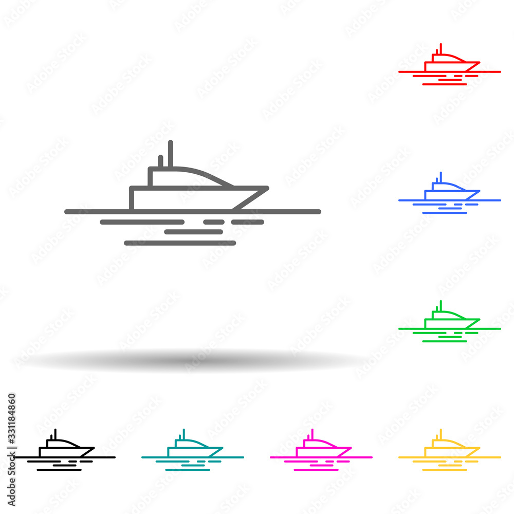 Poster yacht in sea multi color set icon. simple thin line, outline vector of landspace icons for ui and ux