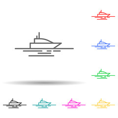 Yacht in sea multi color set icon. Simple thin line, outline vector of landspace icons for ui and ux, website or mobile application