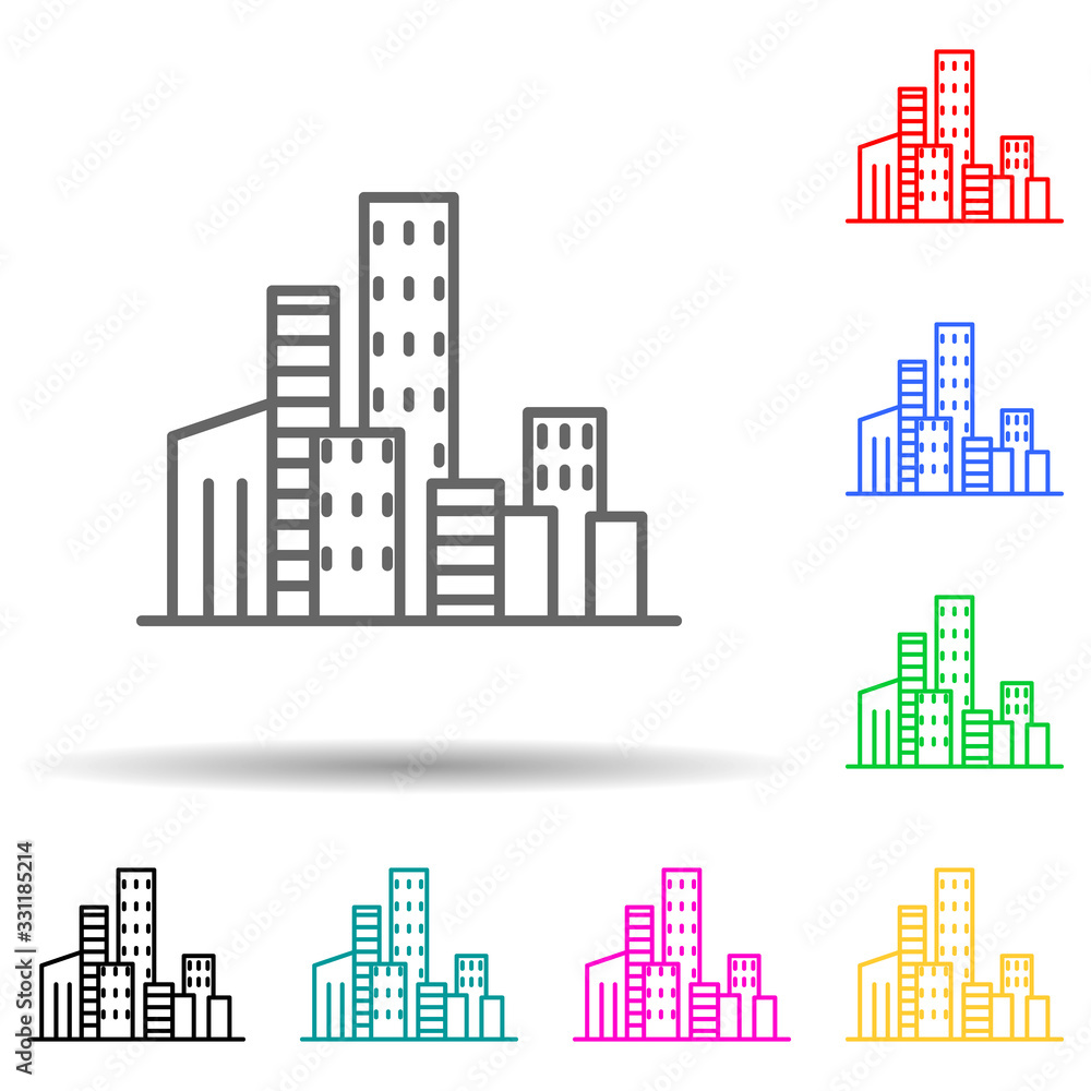 Aufkleber city multi color set icon. simple thin line, outline vector of landspace icons for ui and ux, websit