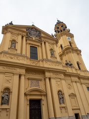 Munich, Germanu - Oct 4th, 2019: The Theatine Church of St. Cajetan is a Catholic church in Munich, southern Germany.