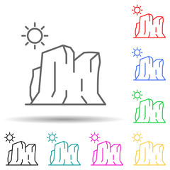 Obraz premium Canyon multi color set icon. Simple thin line, outline vector of landspace icons for ui and ux, website or mobile application