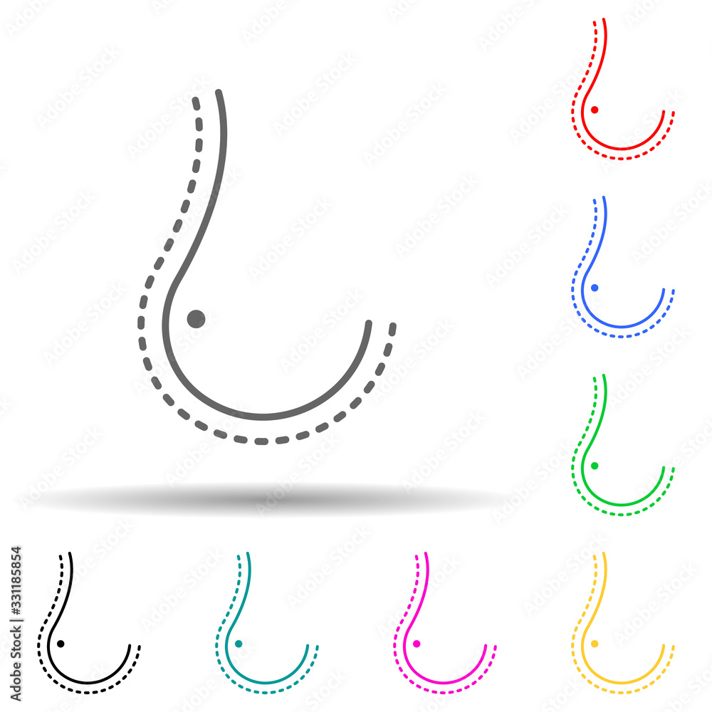 Poster breast reduction multi color set icon. simple thin line, outline vector of medical icons for ui and 
