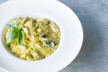 Healthy Lunch on a white Plate with textured background