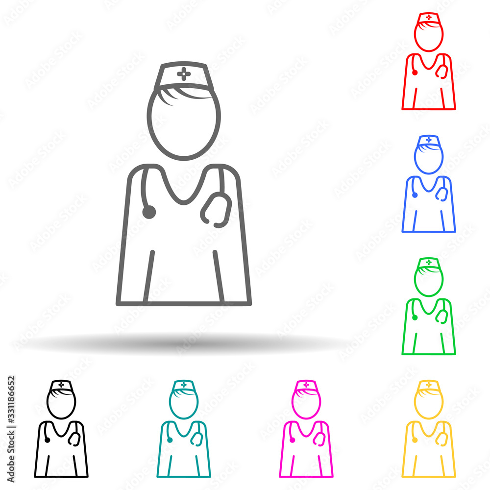 Poster doctor multi color set icon. simple thin line, outline vector of medical icons for ui and ux, websit