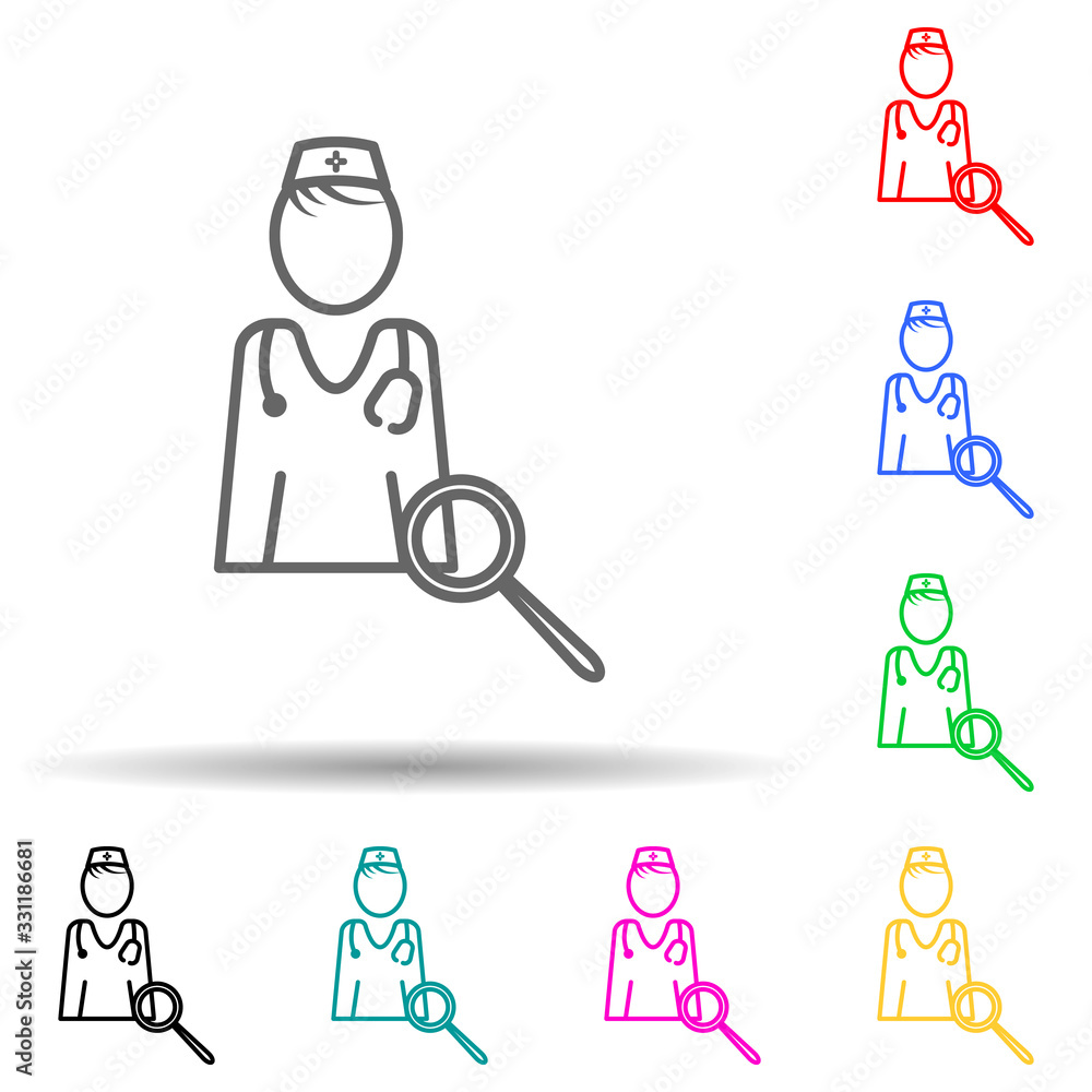Aufkleber find doctor multi color set icon. simple thin line, outline vector of medical icons for ui and ux, w