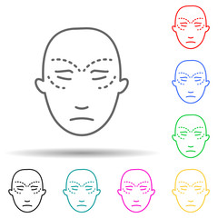 Facial plastic surgery multi color set icon. Simple thin line, outline vector of medical icons for ui and ux, website or mobile application