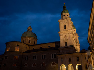 Fototapeta na wymiar Salzburg, Austria - Oct 10th, 2019: Salzburg Cathedral is the seventeenth-century Baroque cathedral of the Roman Catholic Archdiocese of Salzburg in the city of Salzburg, Austria