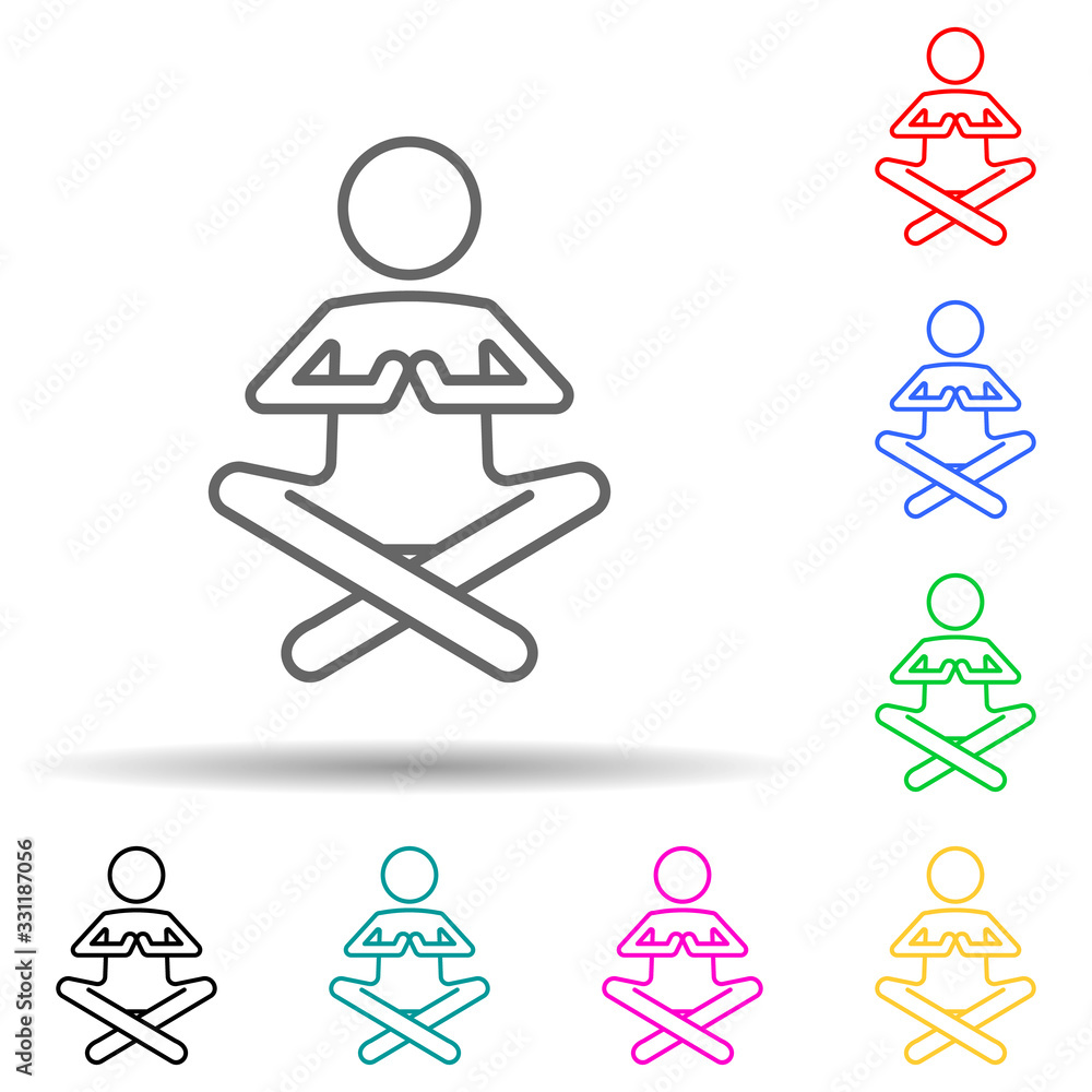 Poster meditation multi color set icon. simple thin line, outline vector of medical icons for ui and ux, we