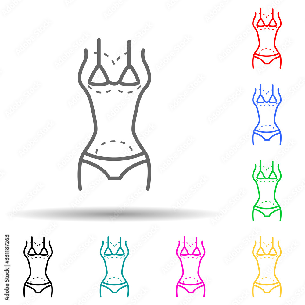 Poster plastic surgery multi color set icon. simple thin line, outline vector of medical icons for ui and u
