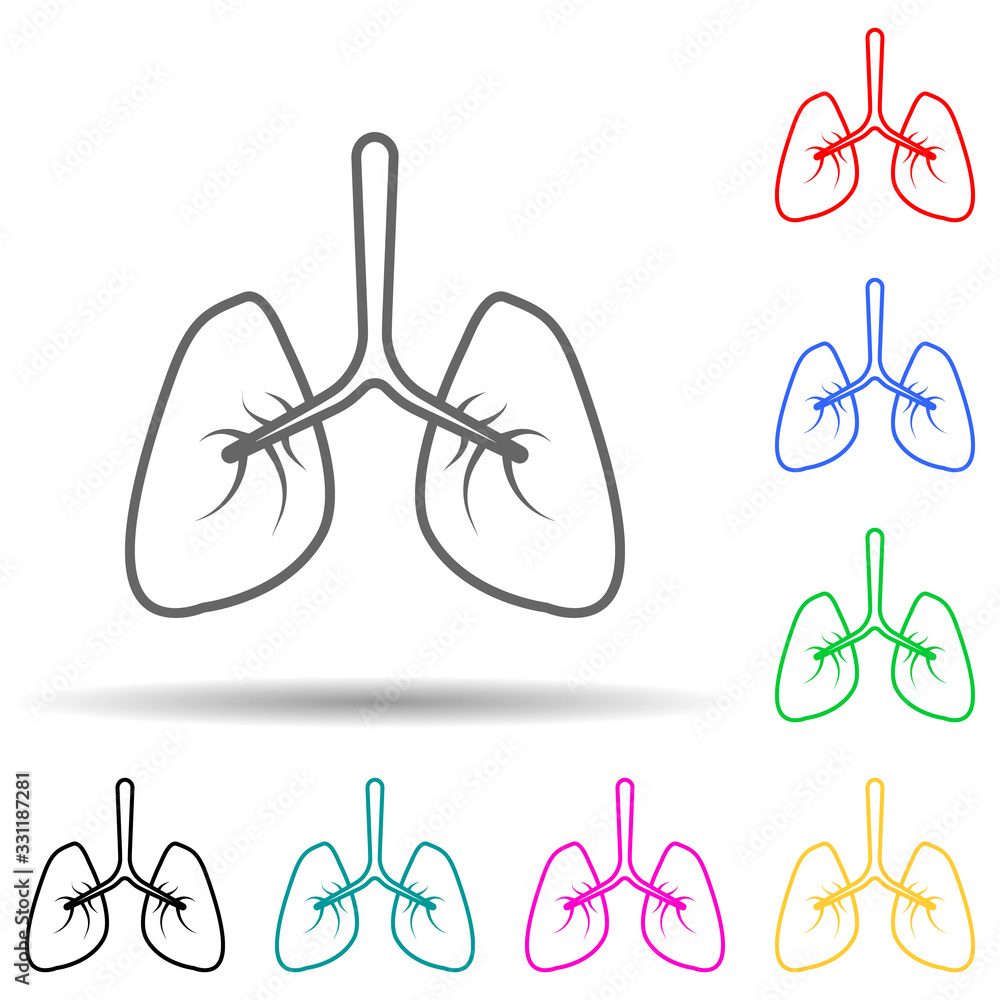 Poster pulmonology multi color set icon. simple thin line, outline vector of medical icons for ui and ux, w